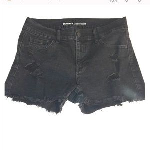 Old Navy 8 Black Distressed Boyfriend Denim Jean Shorts